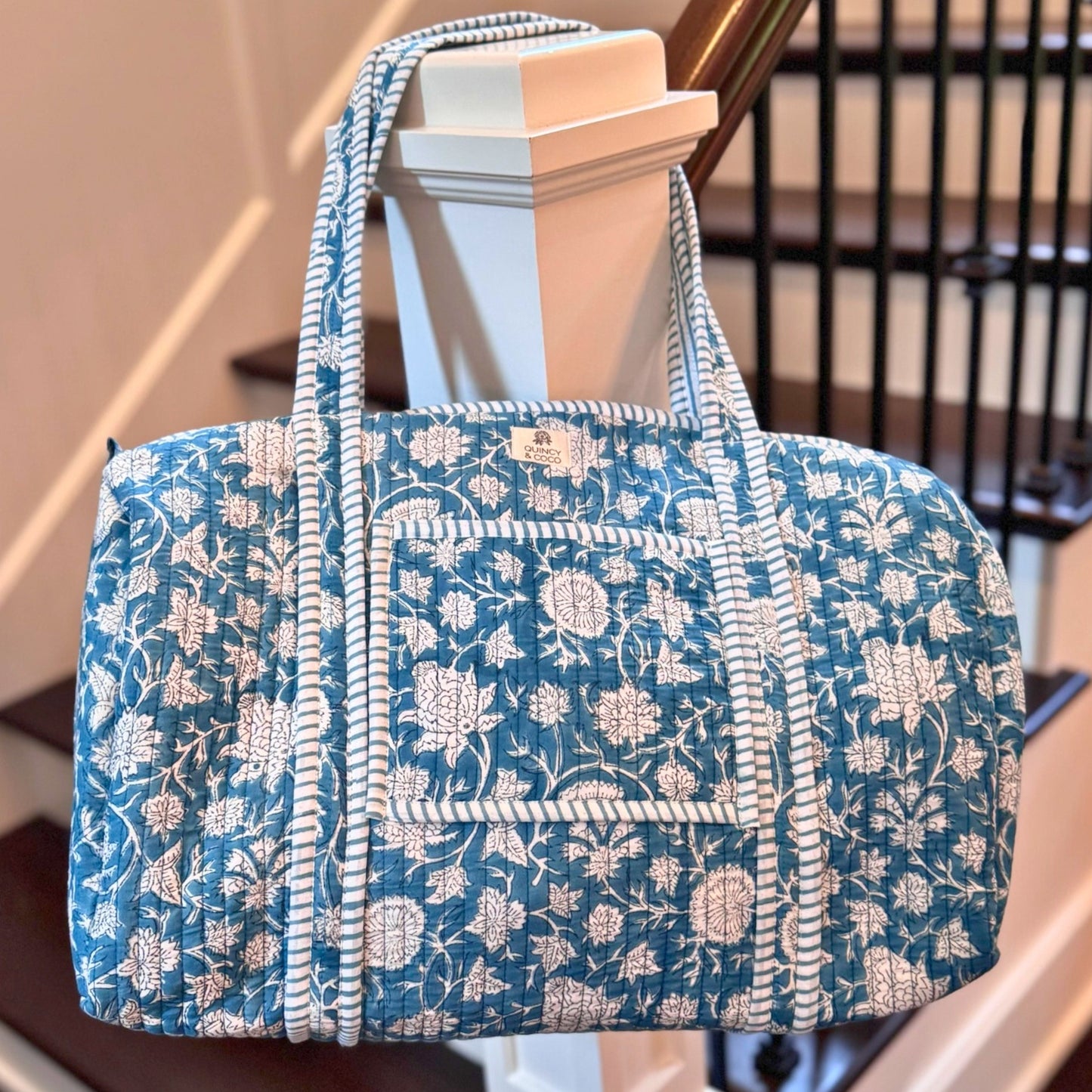 Turquoise Quilted Weekender Duffel