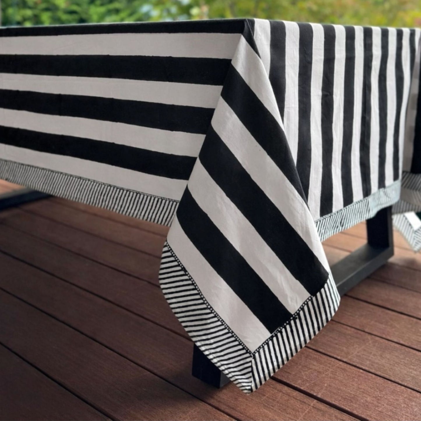 Black and White Striped Tablecloth