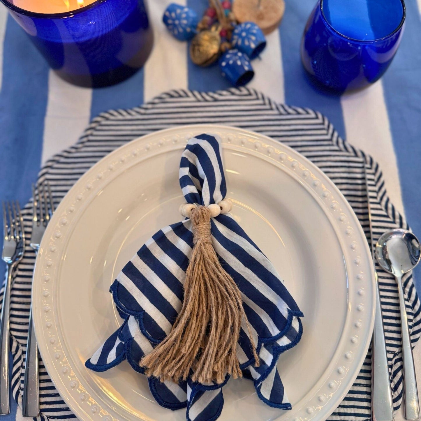 Blue Striped Tablecloth