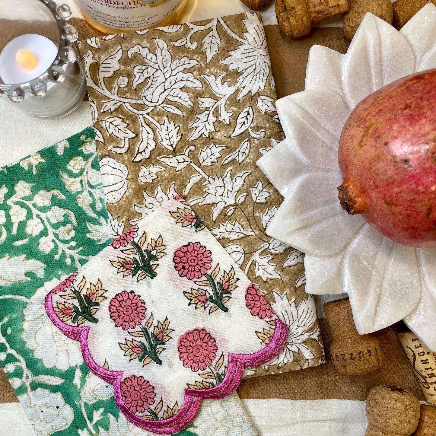 Marigold Embroidered Cocktail Napkin - Set of 4