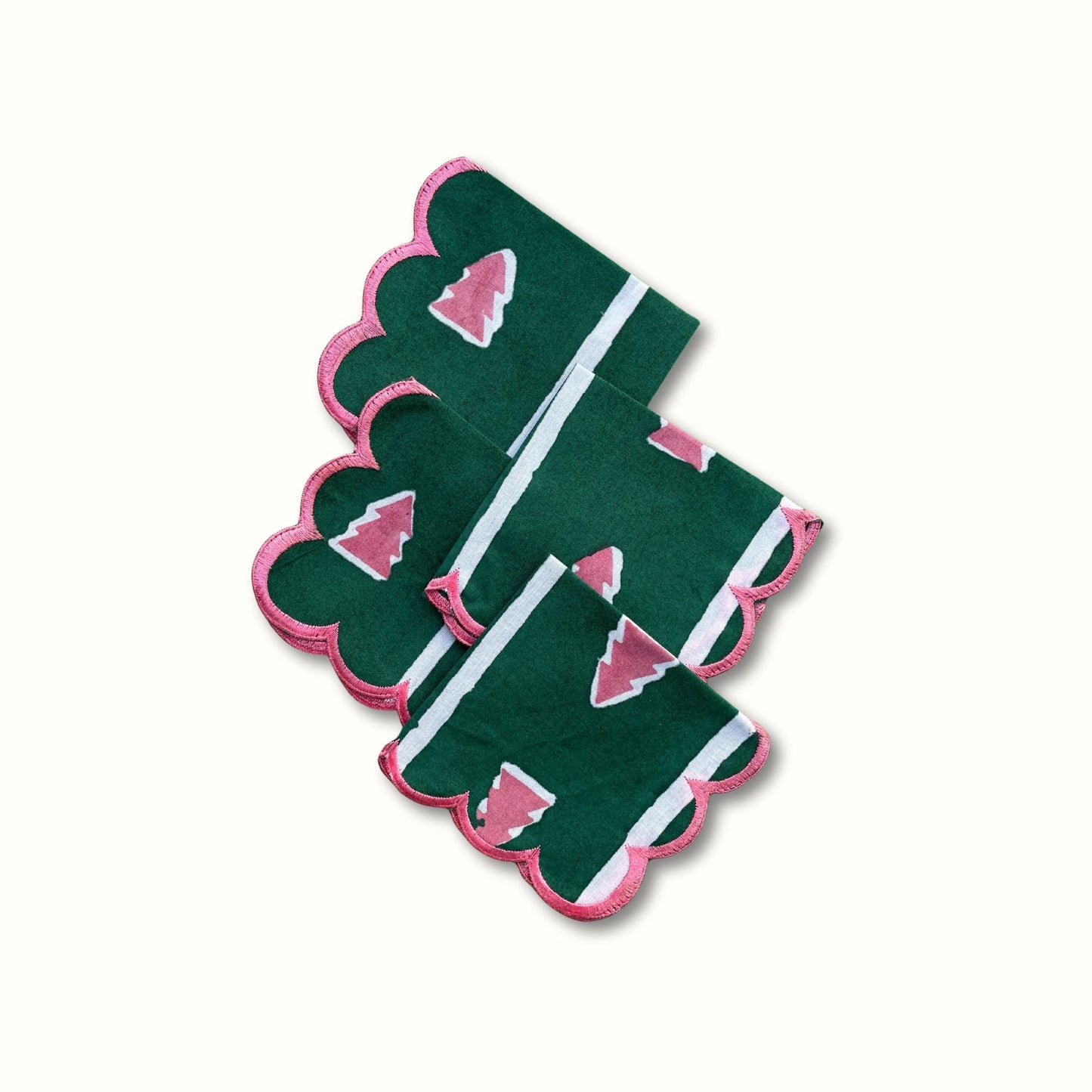 Holiday Tree Embroidered Cocktail Napkin - Set of 4