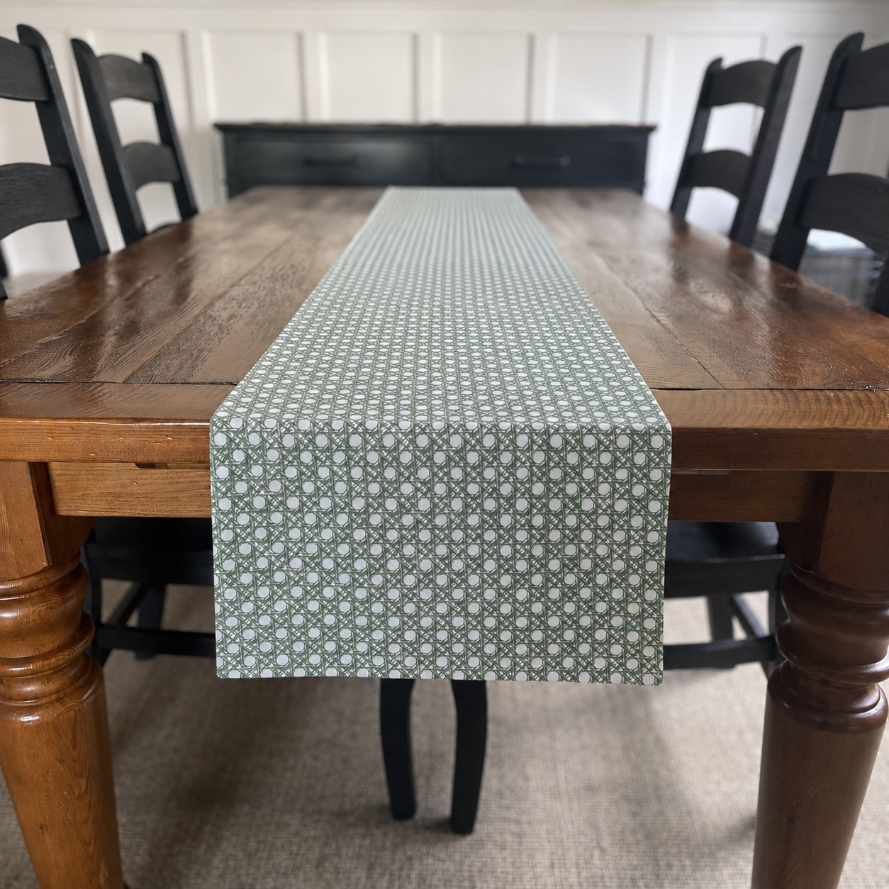 Green Cane Weave Table Runner