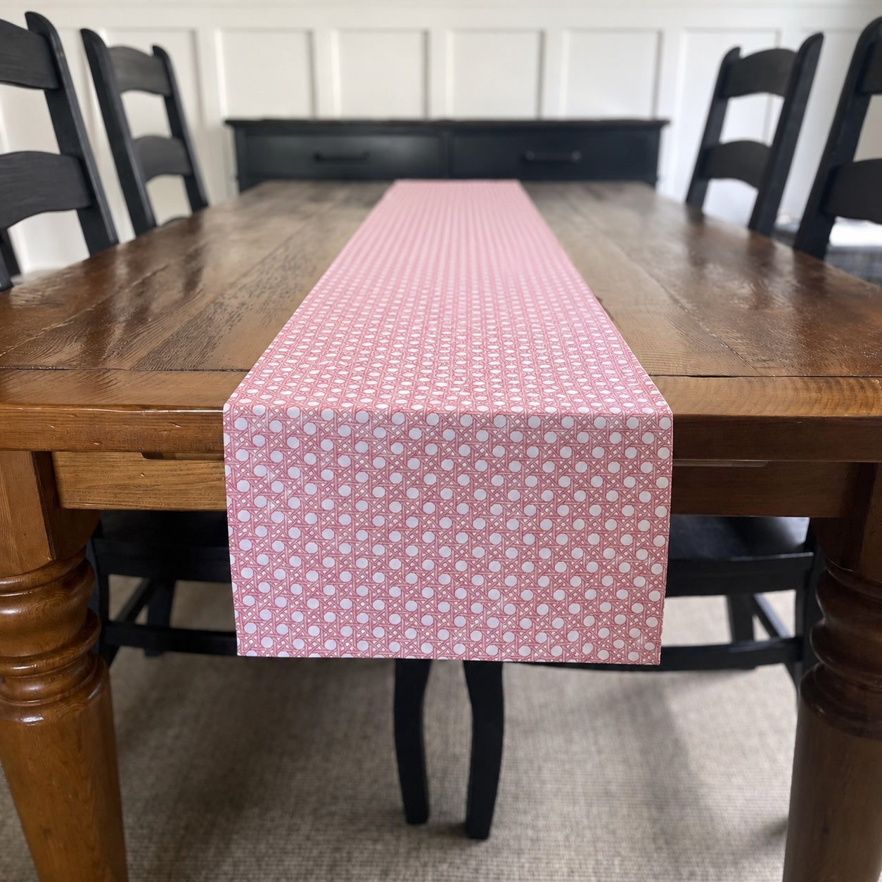 Pink Cane Weave Table Runner