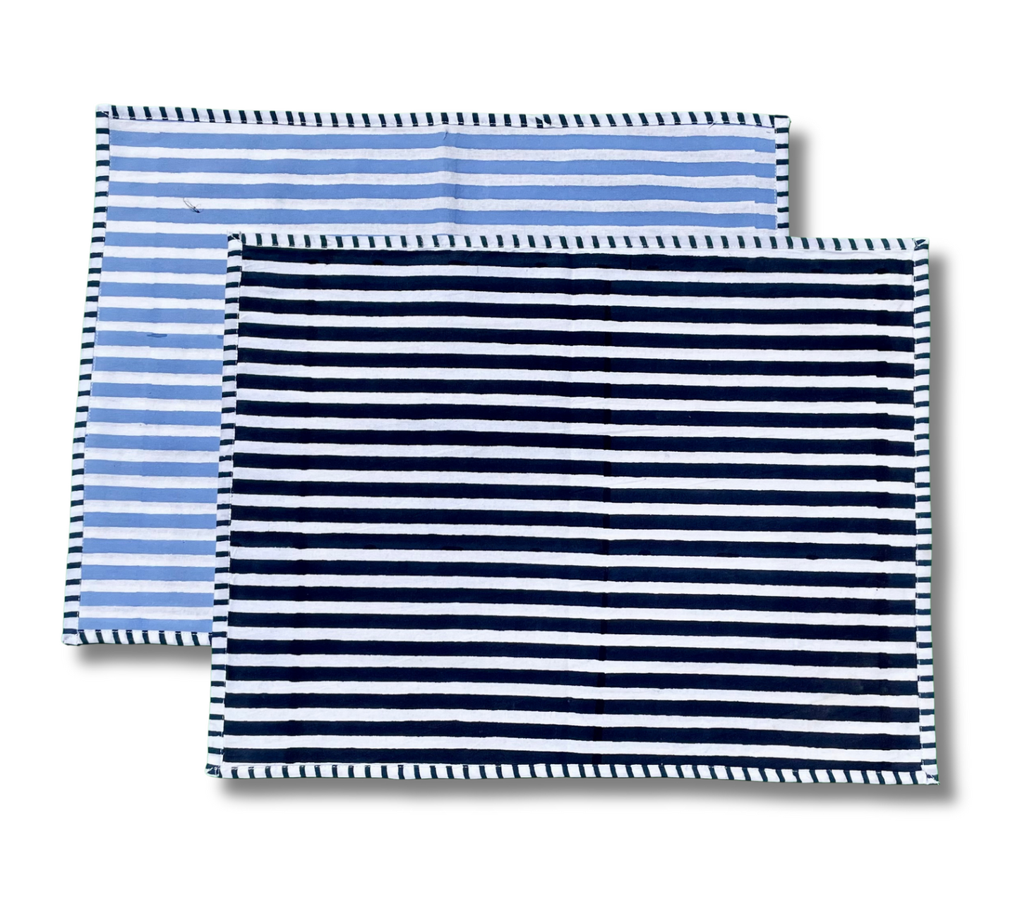 Stripe Reversible Placemats Blue - Set of 4