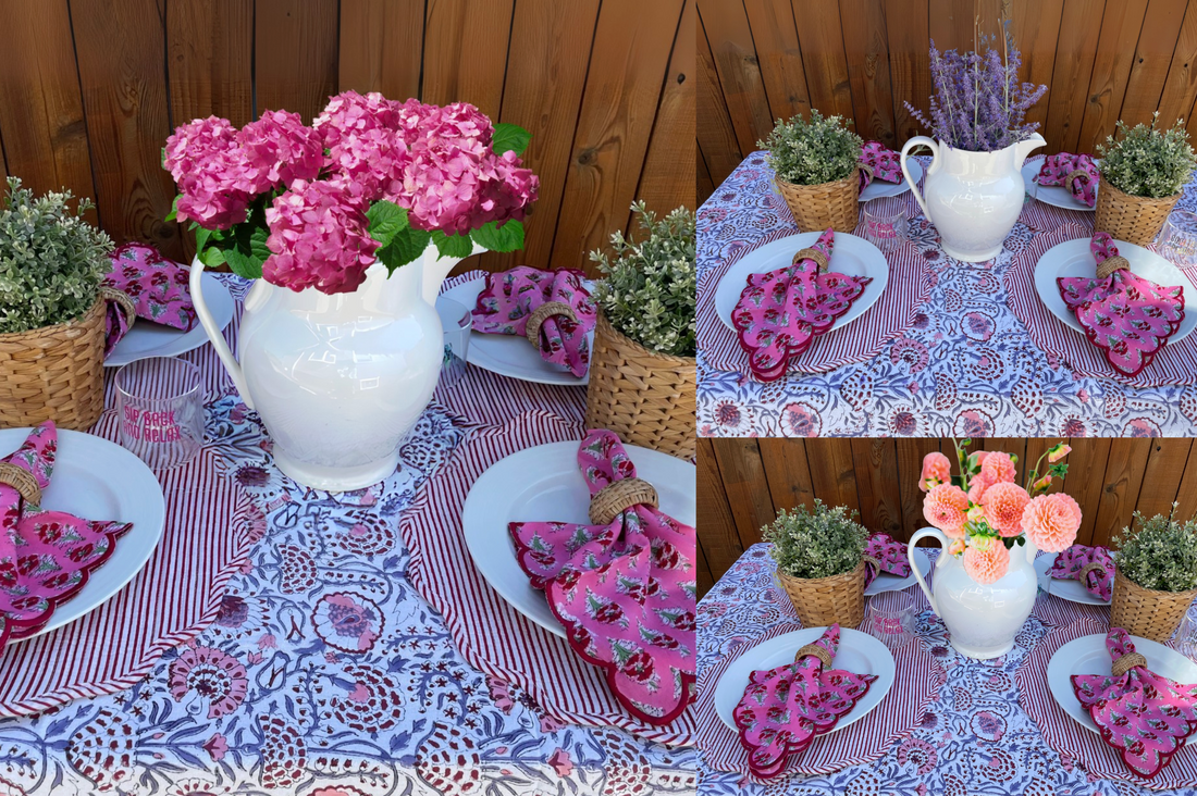 Table set with summer flowers