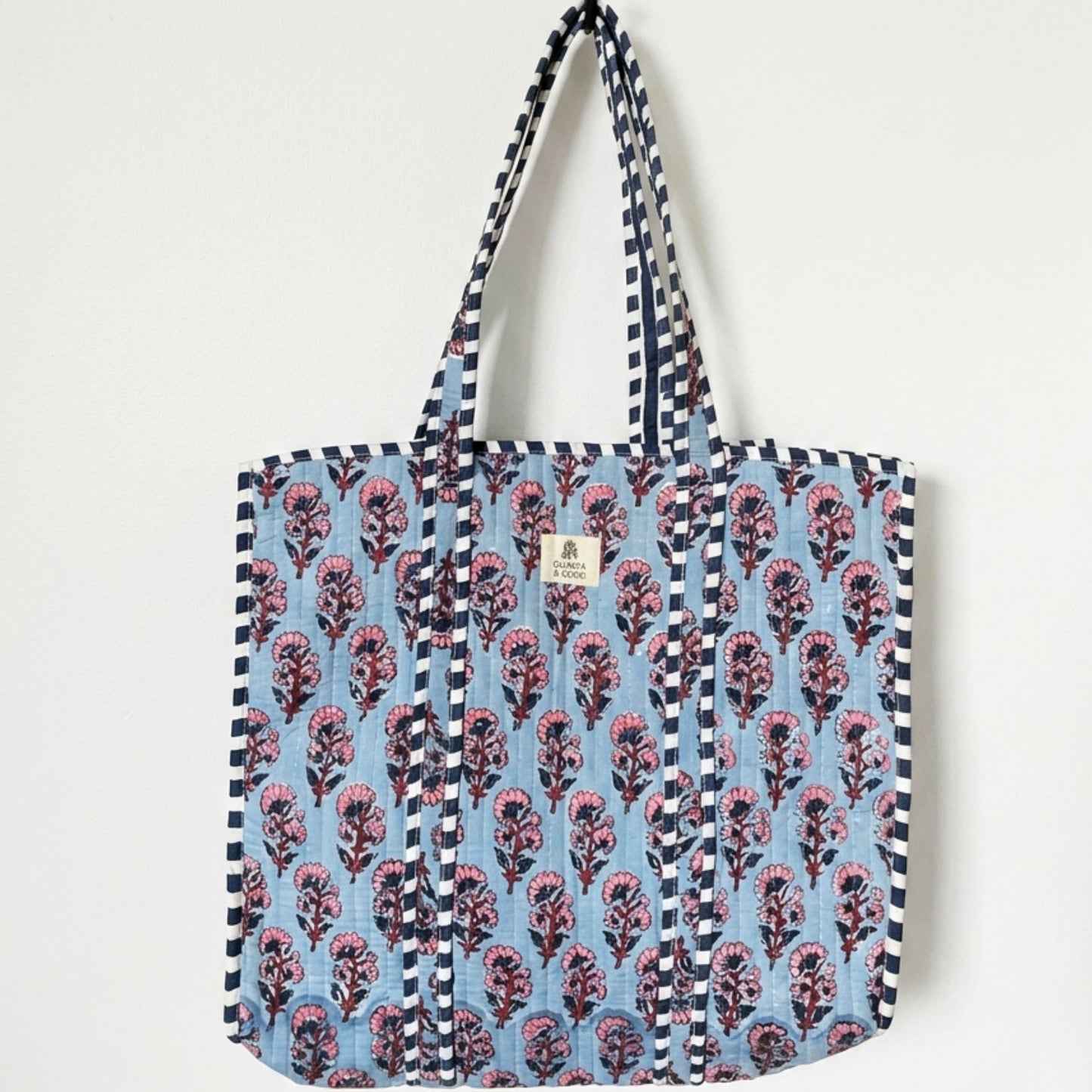 Heirloom Floral - Mist Blue - Market Tote