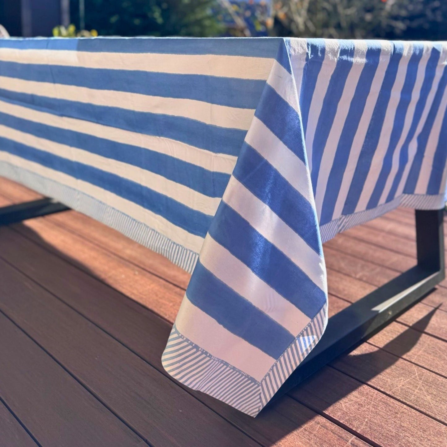 Blue Striped Tablecloth