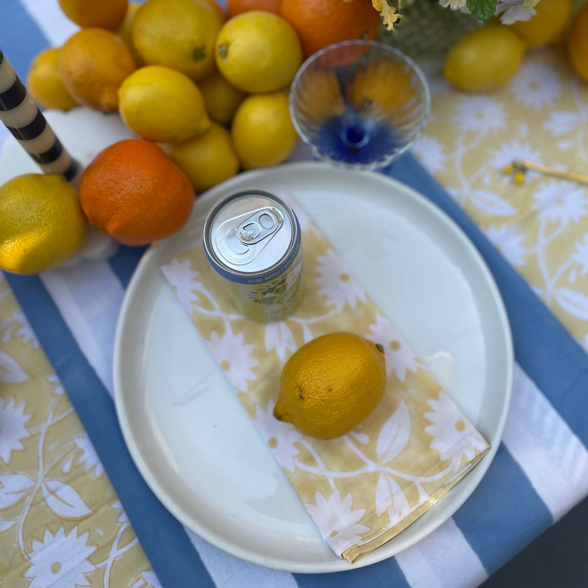 Yellow Daisy Chain Napkin - Set of 4