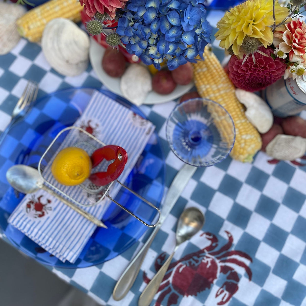 Dungeness Tablecloth - Red and Blue