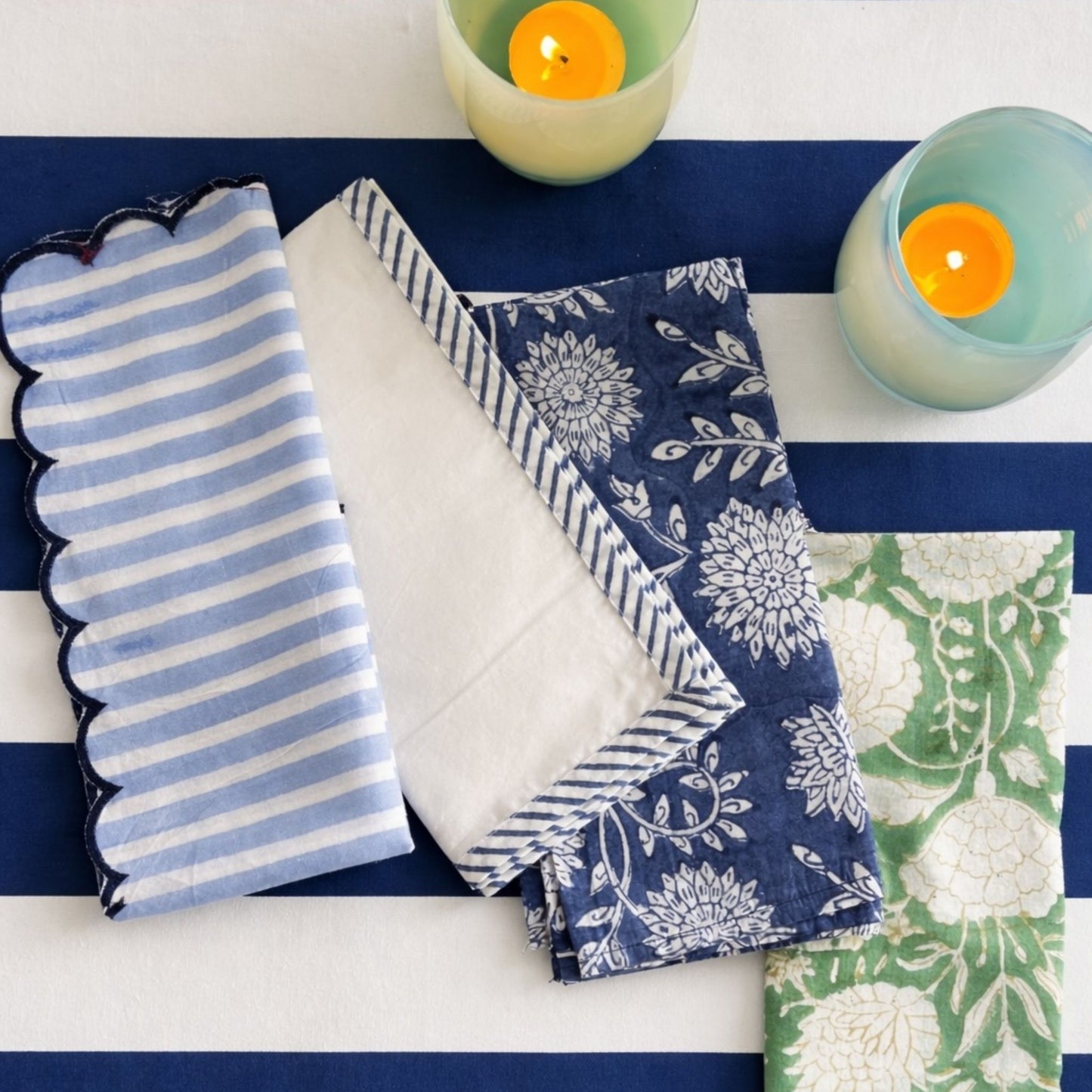 Navy Striped Tablecloth