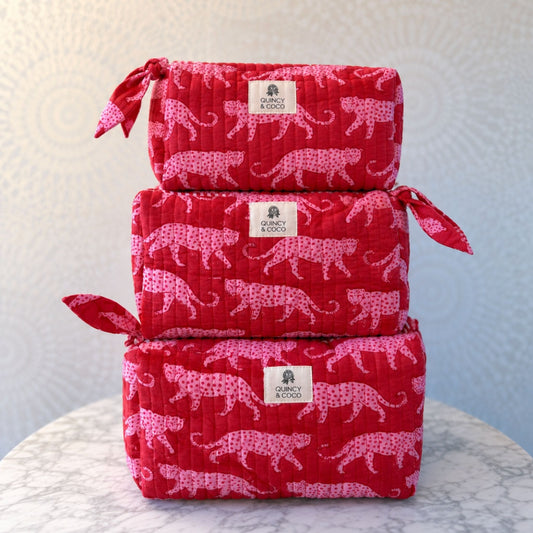 Untamed Cheetah Quilted Makeup Bag