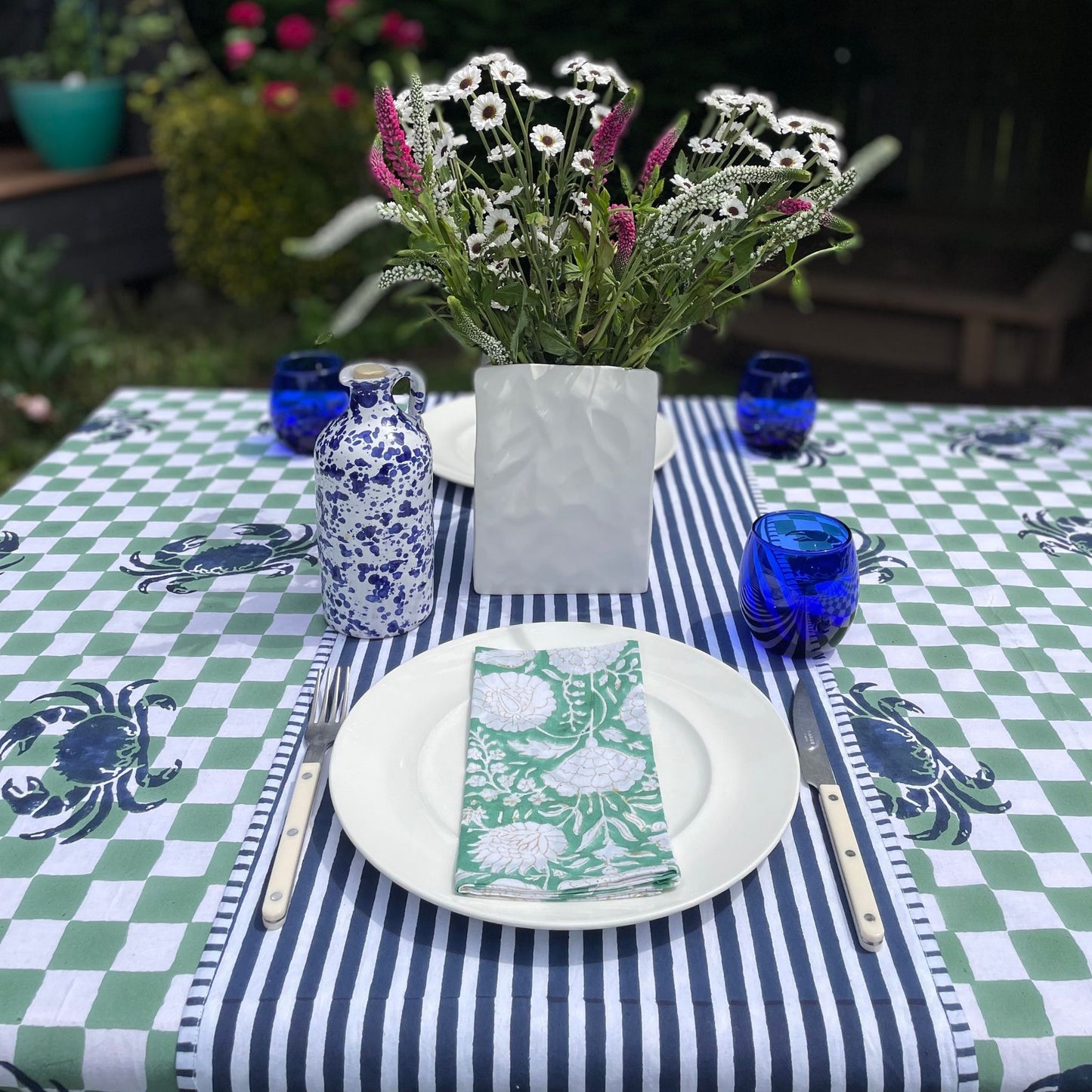 Dungeness Tablecloth - Blue and Green