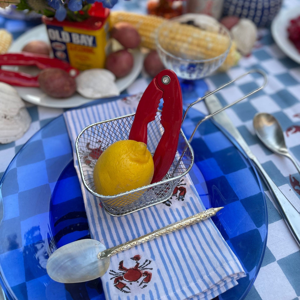 Crab Napkins - Red & Blue - Set of 4