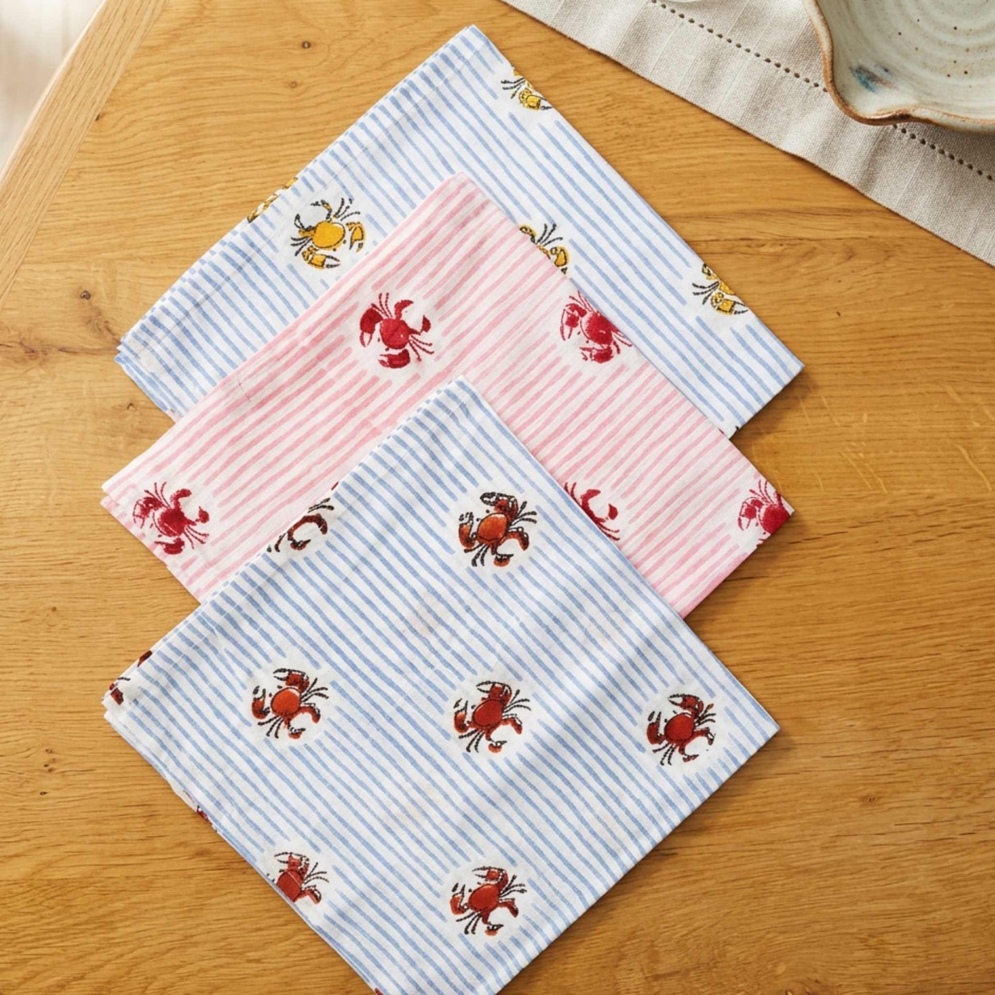 Crab Napkins - Red & Pink - Set of 4