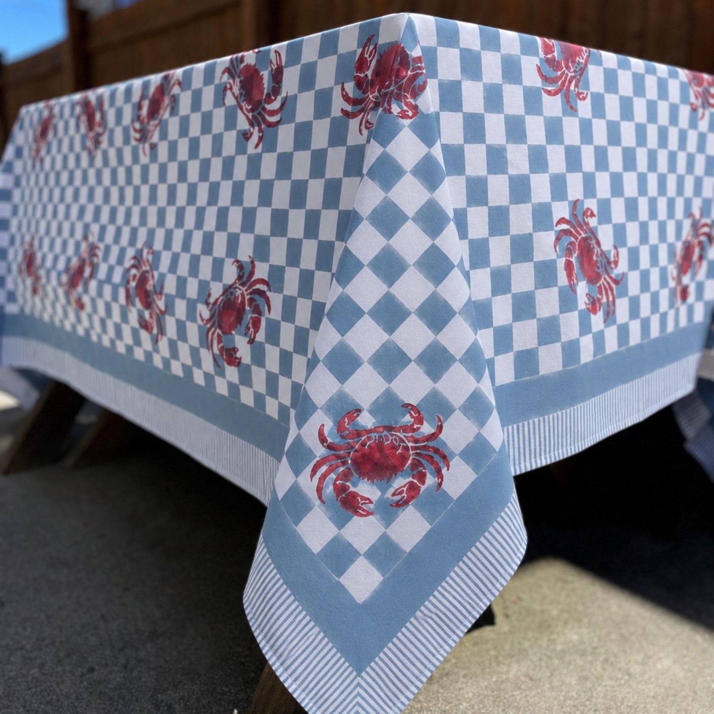 Dungeness Tablecloth - Red and Blue