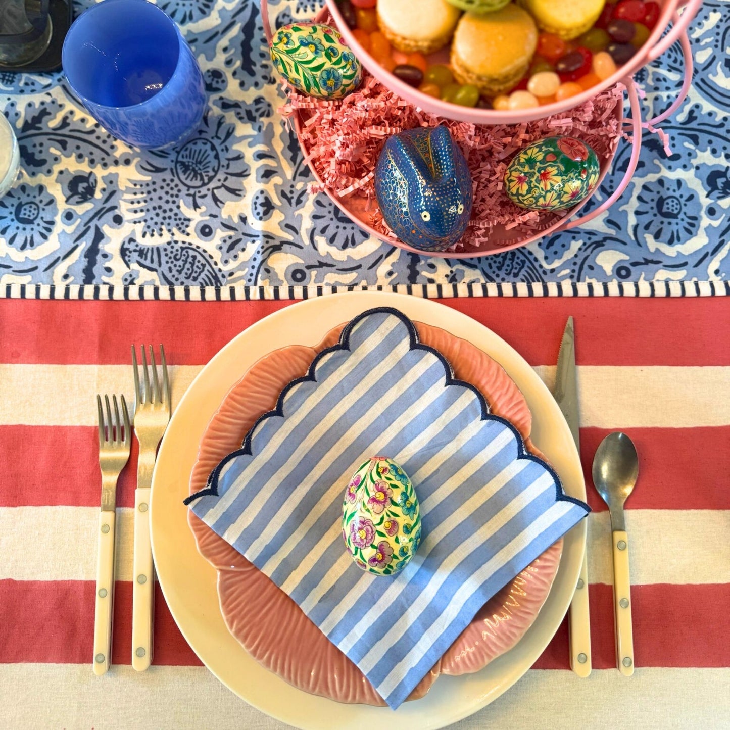 Pink Striped Tablecloth