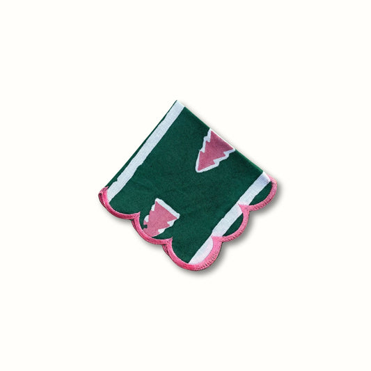 Holiday Tree Embroidered Cocktail Napkin - Set of 4