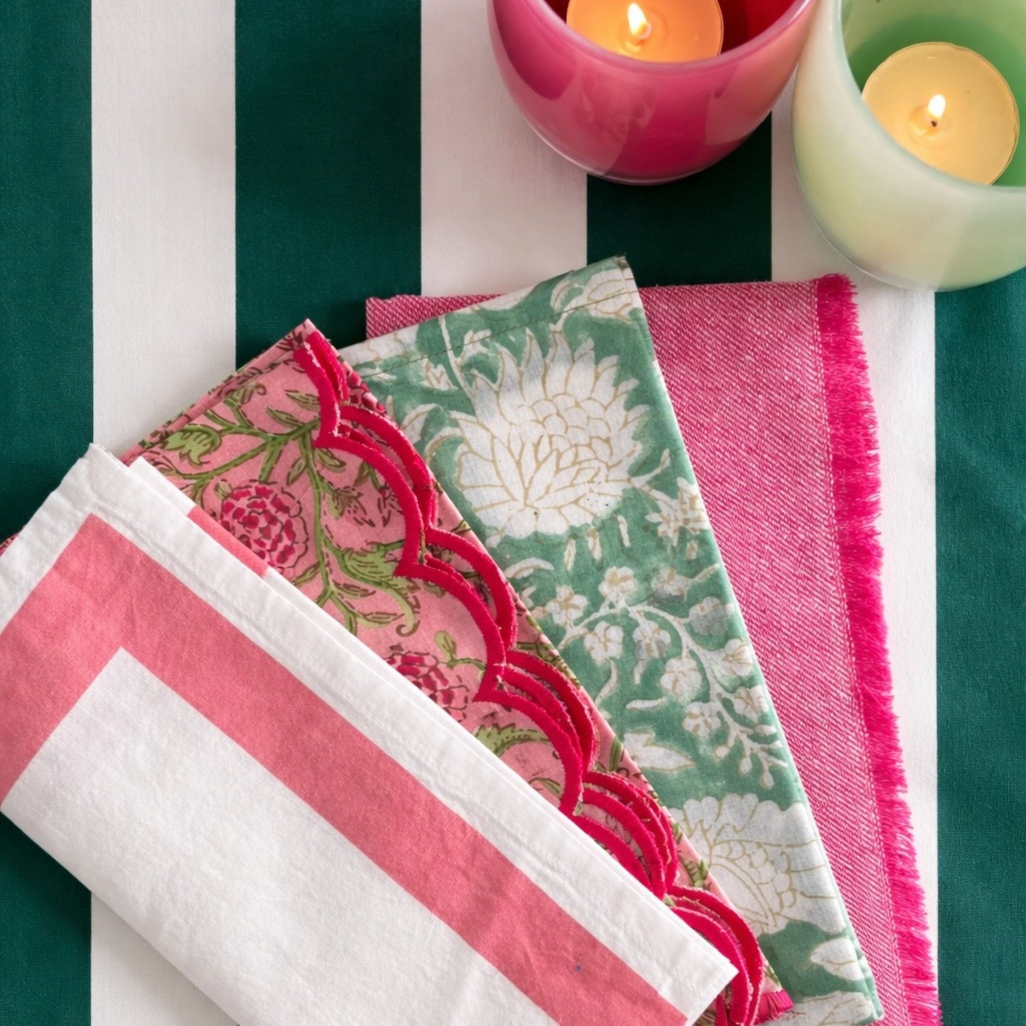 Green Striped Tablecloth