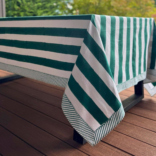 Green Striped Tablecloth