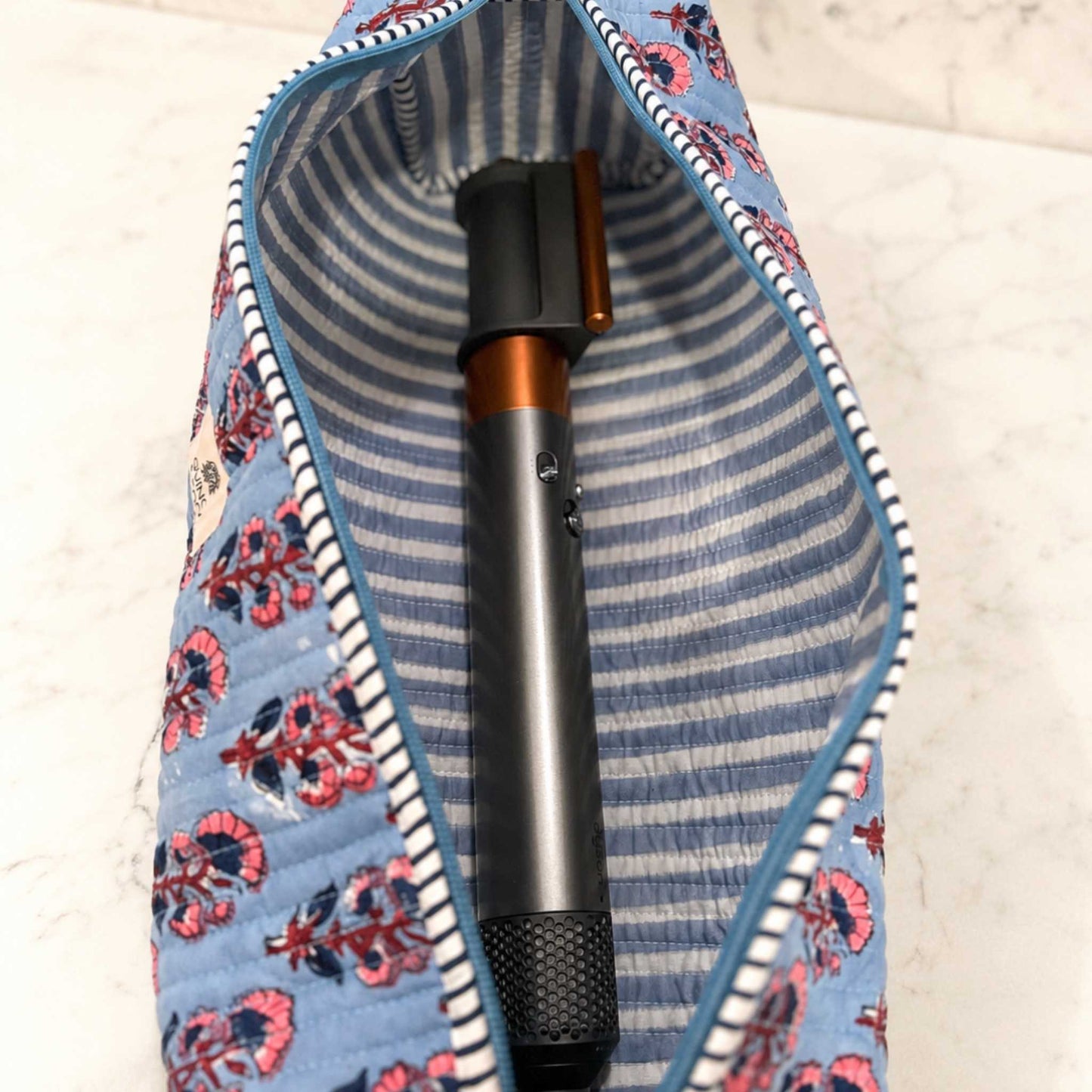 Heirloom Floral - Mist Blue - Hair Tool Travel Bag
