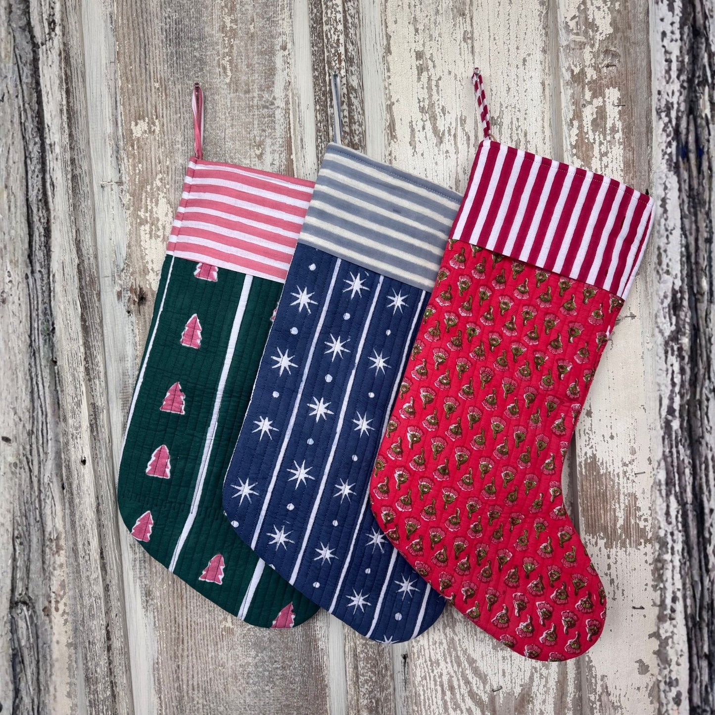 Block Print Holiday Stockings