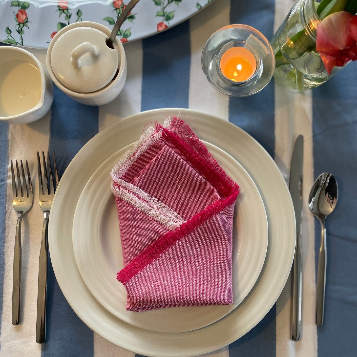 Blue Striped Tablecloth