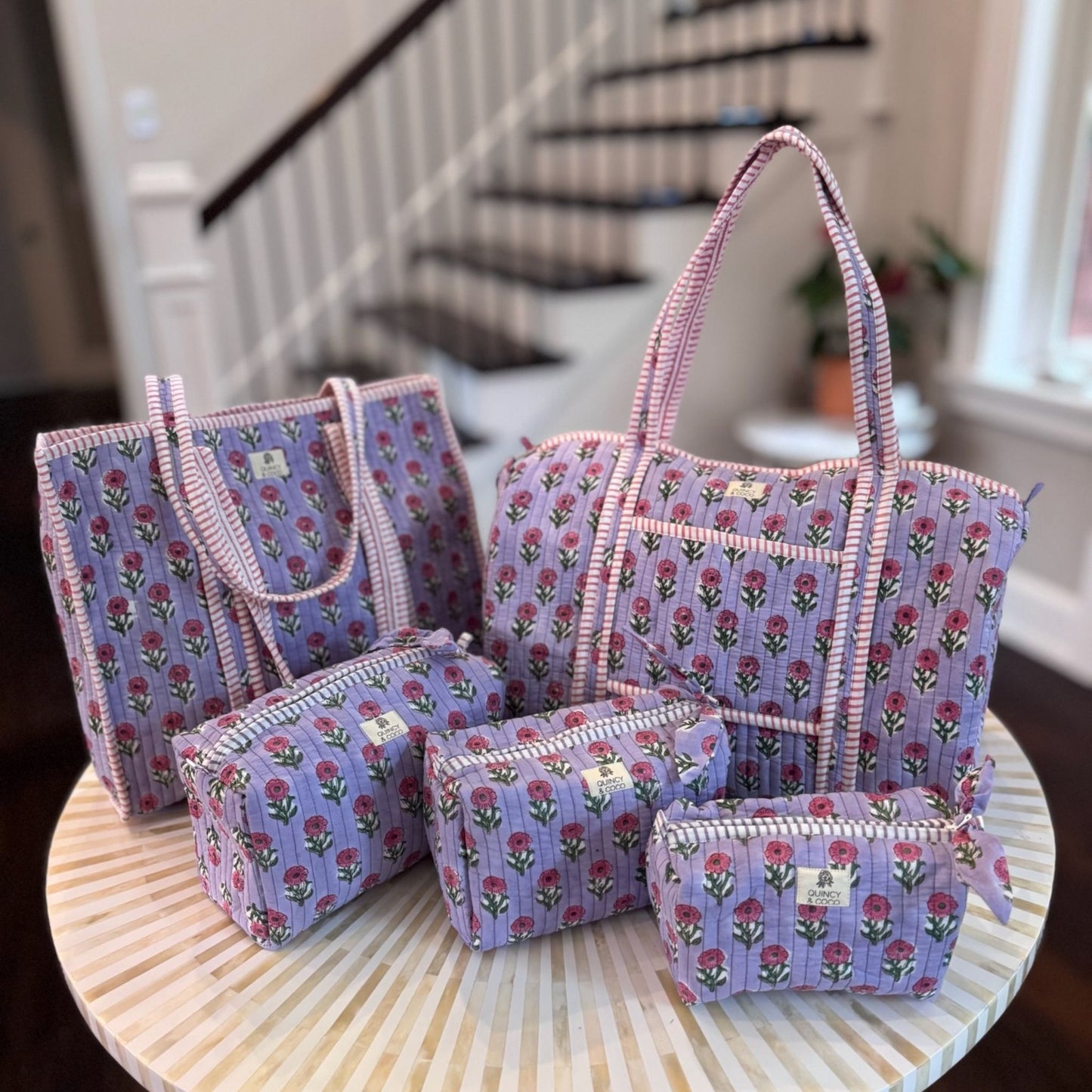 Lilac Quilted Weekender Duffel