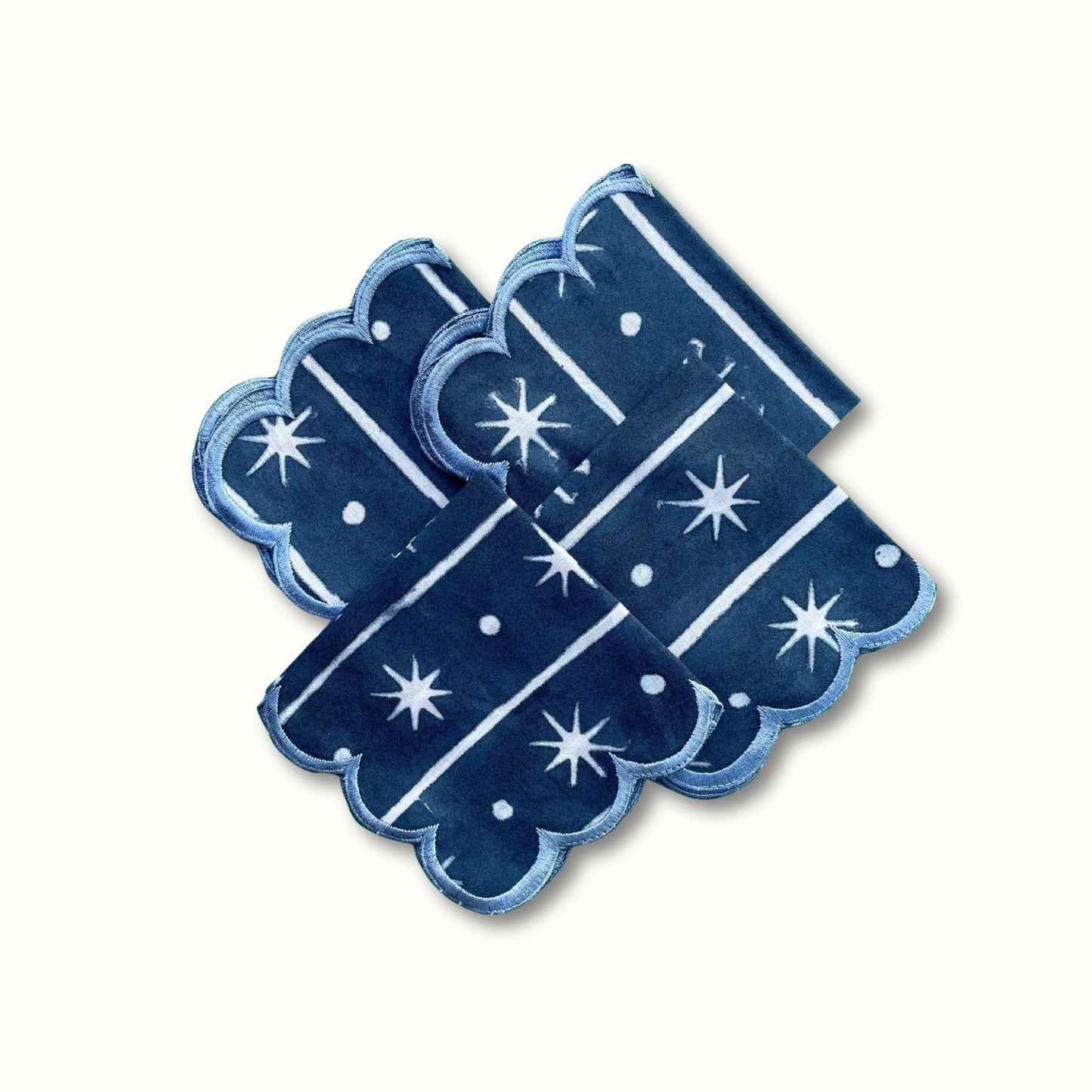 Holiday Star Embroidered Cocktail Napkin - Set of 4