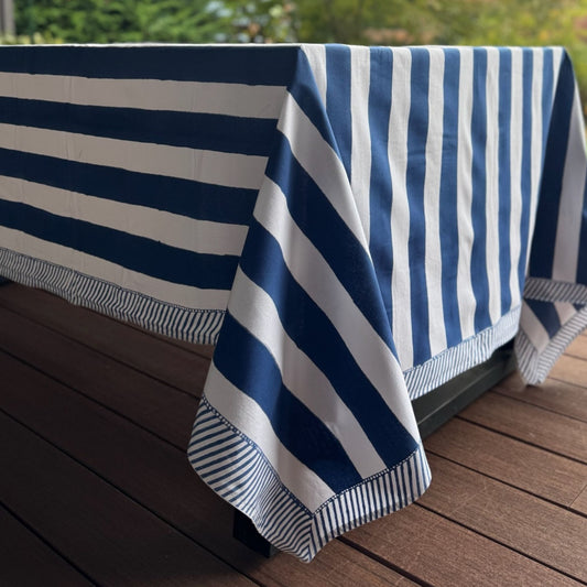 Navy Striped Tablecloth