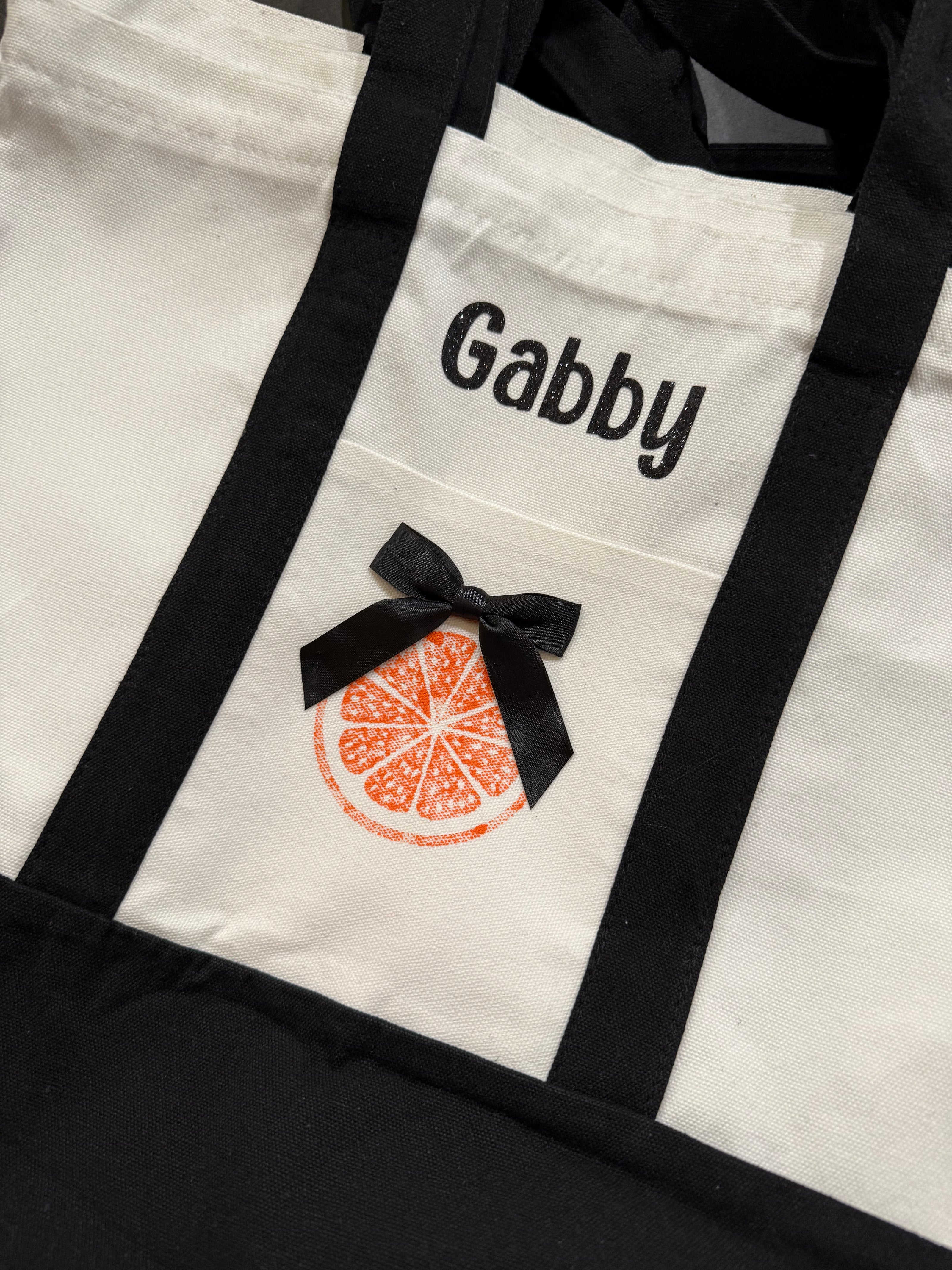 Orange Citrus Block Print Tote for Gabby