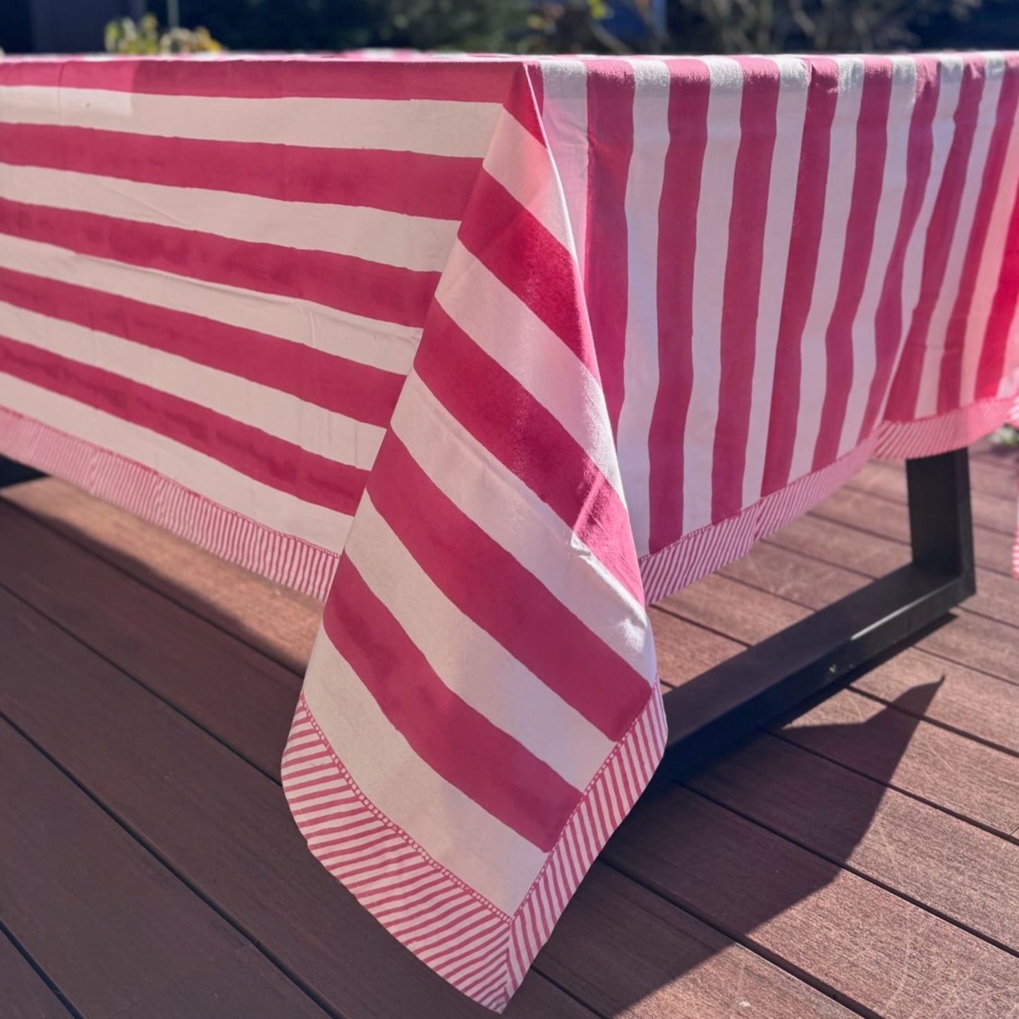 Pink Striped Tablecloth