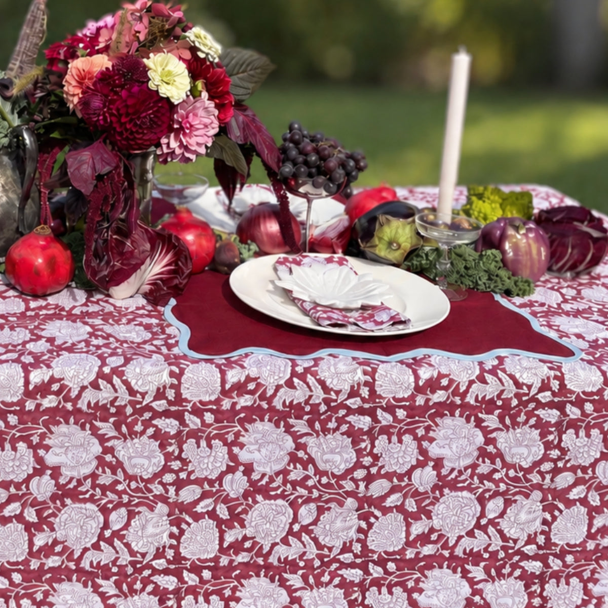 Pinot Block Print Tablecloth