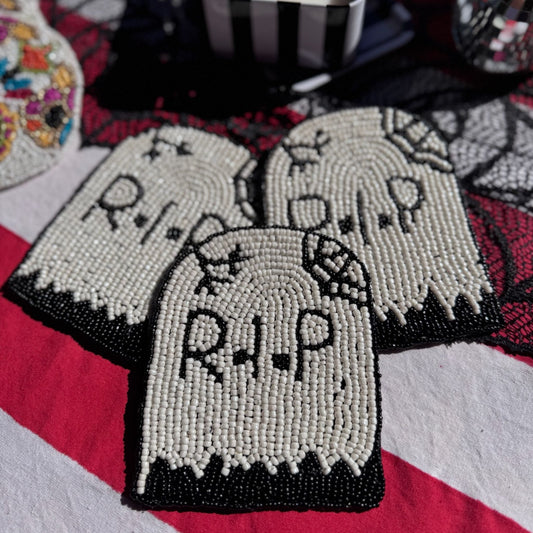 RIP Gravestone Beaded Coasters