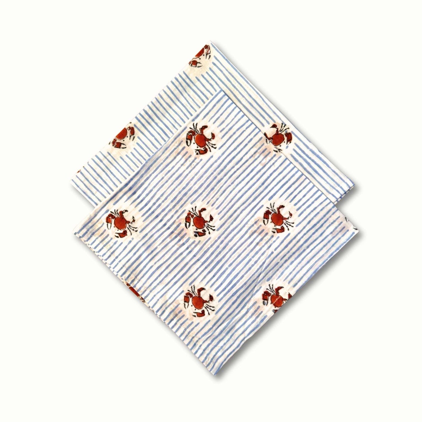 Crab Napkins - Red & Blue - Set of 4