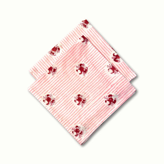 Crab Napkins - Red & Pink - Set of 4
