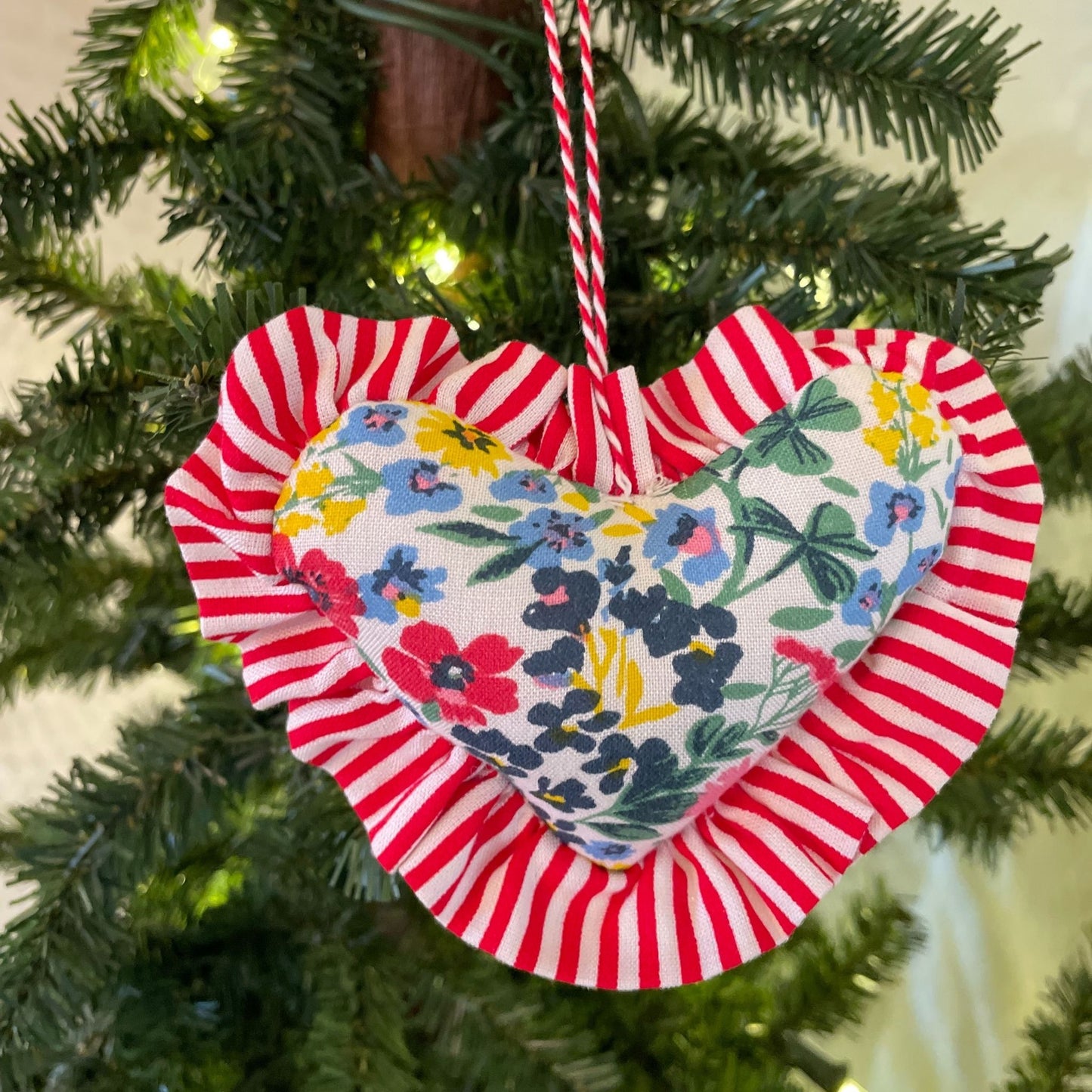 Ruffled Heart Ornaments - Set of 3