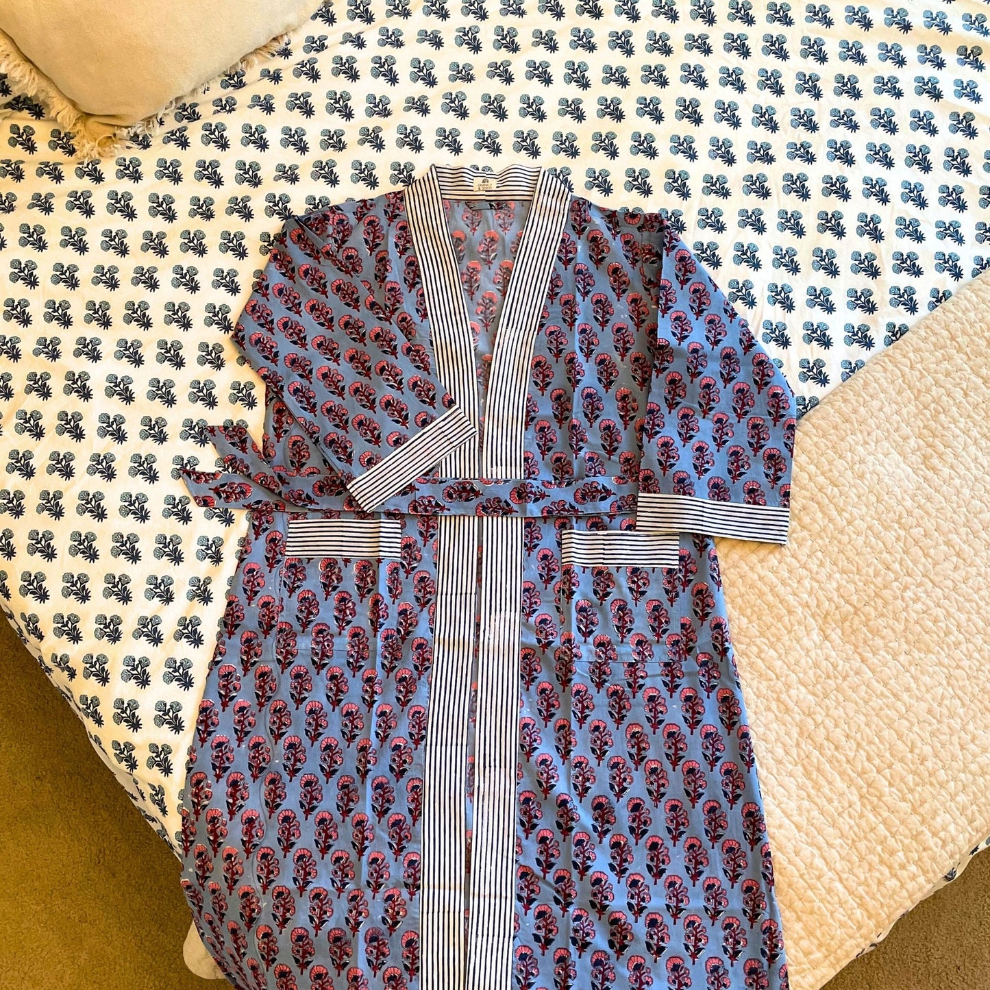 Block Printed Kimono Style Robe