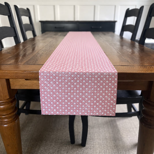 Pink Cane Weave Table Runner