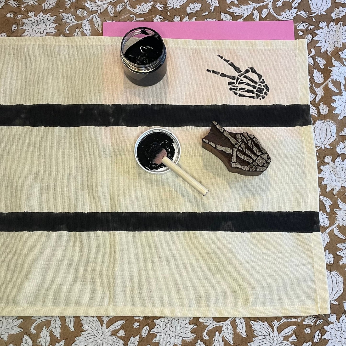 Skeleton Peace Sign Block Print Kit