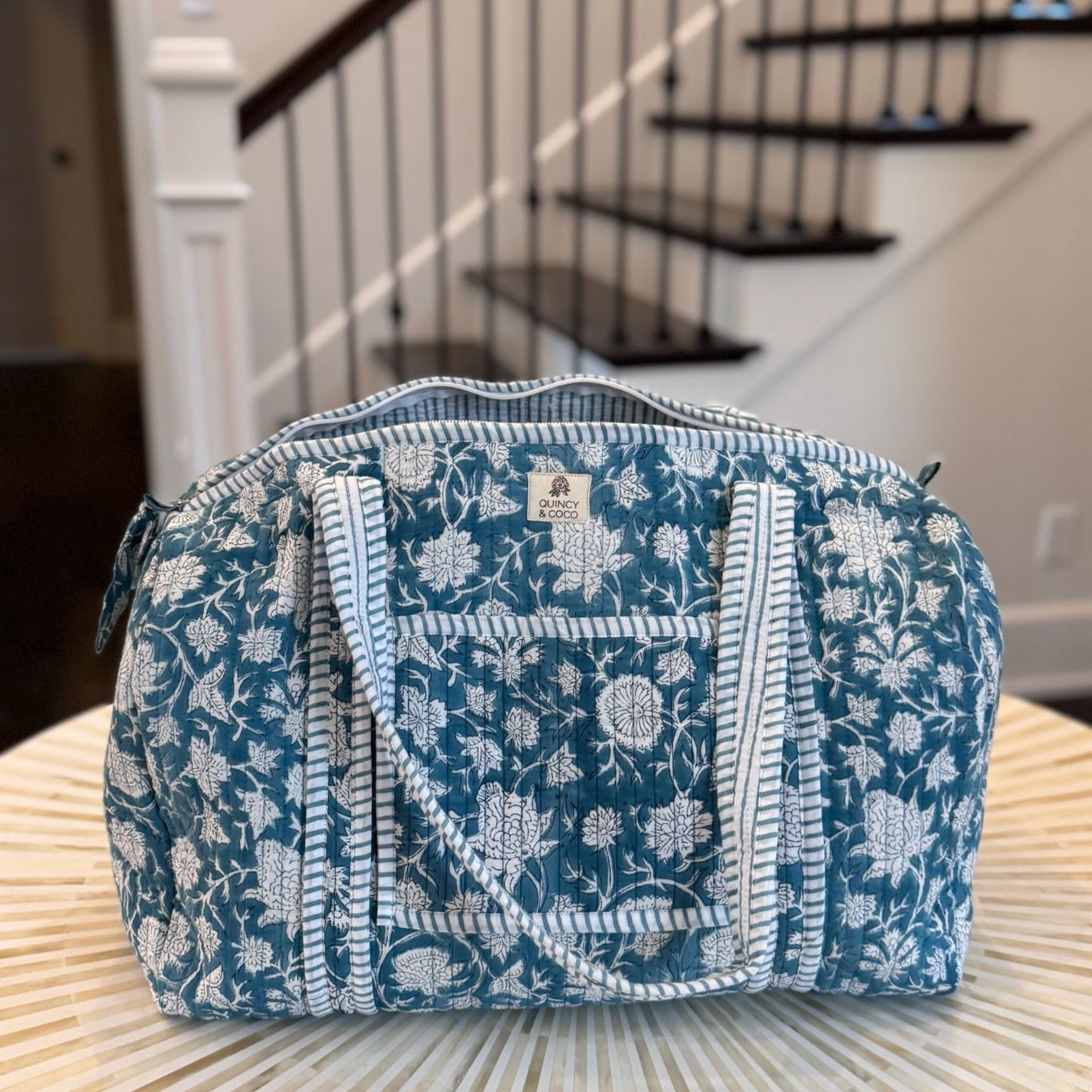 Turquoise Quilted Weekender Duffel