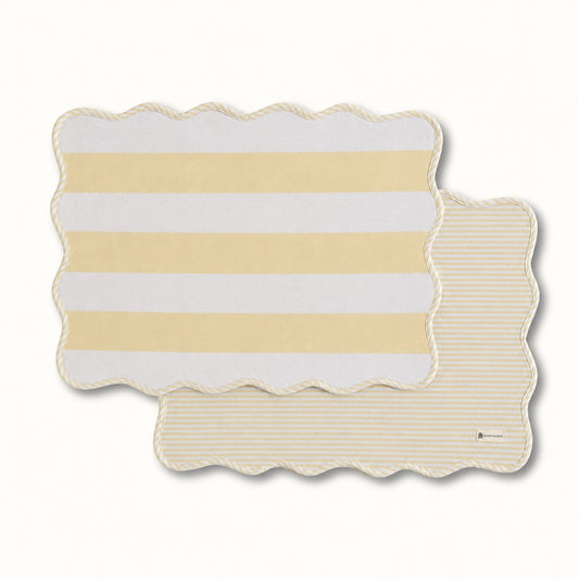 Yellow Stripe Reversible Placemats - Set of 4