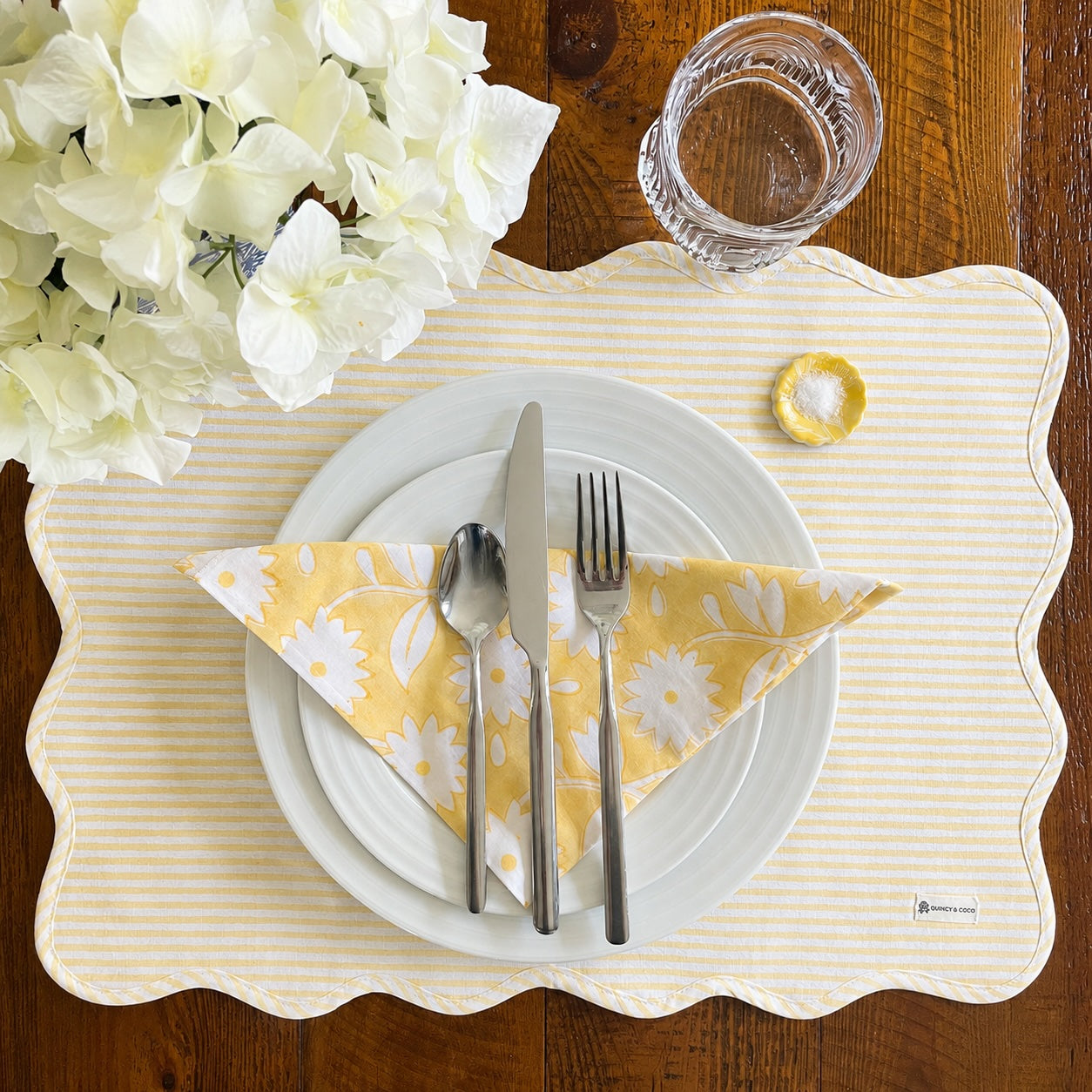 Yellow Stripe Reversible Placemats - Set of 4