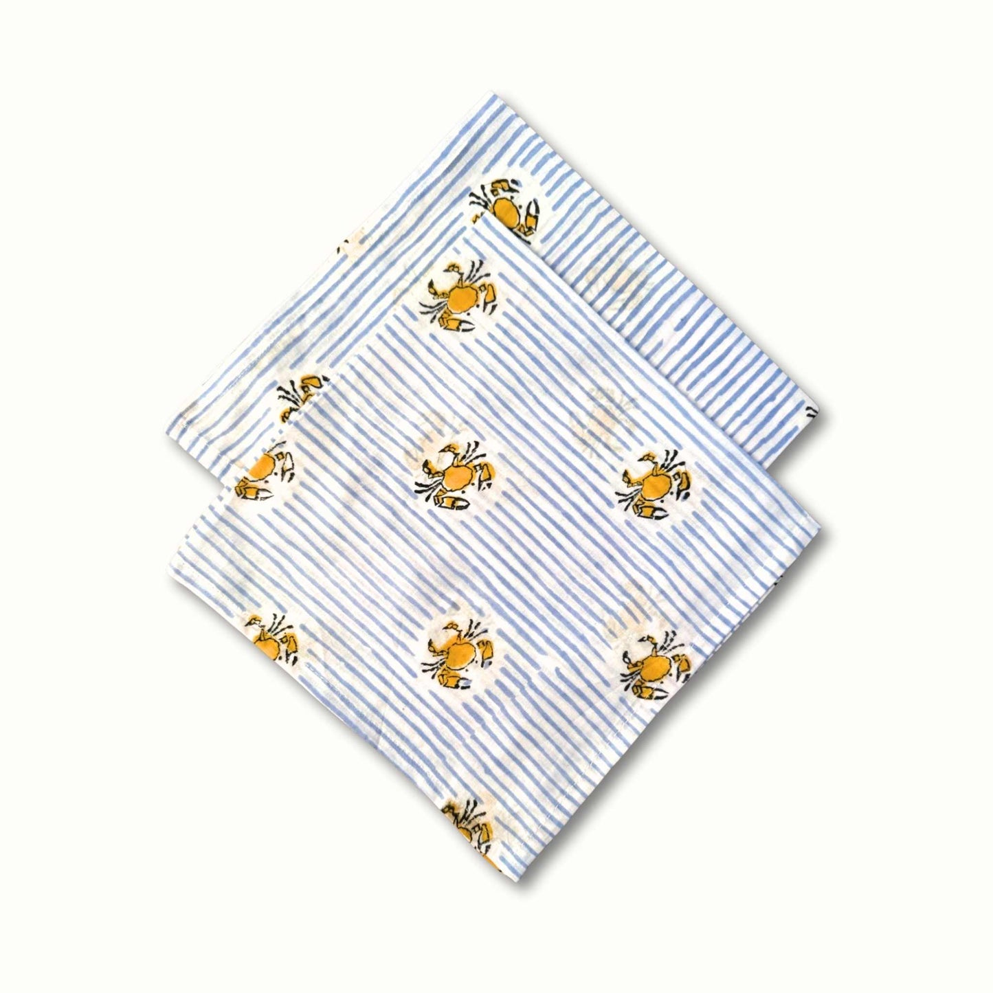Crab Napkins - Yellow & Blue - Set of 4